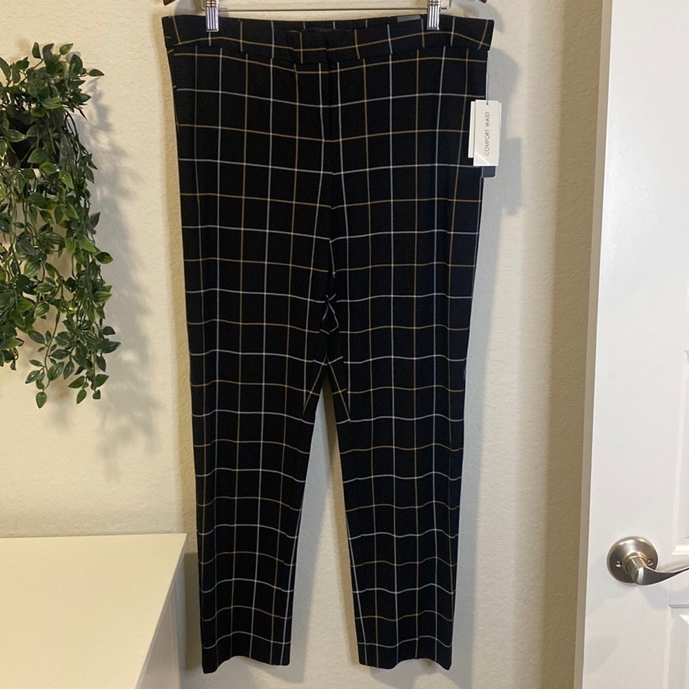 Amanda + Chelsea Window Pane Contemporary Fit Ankle Pant - Size 14